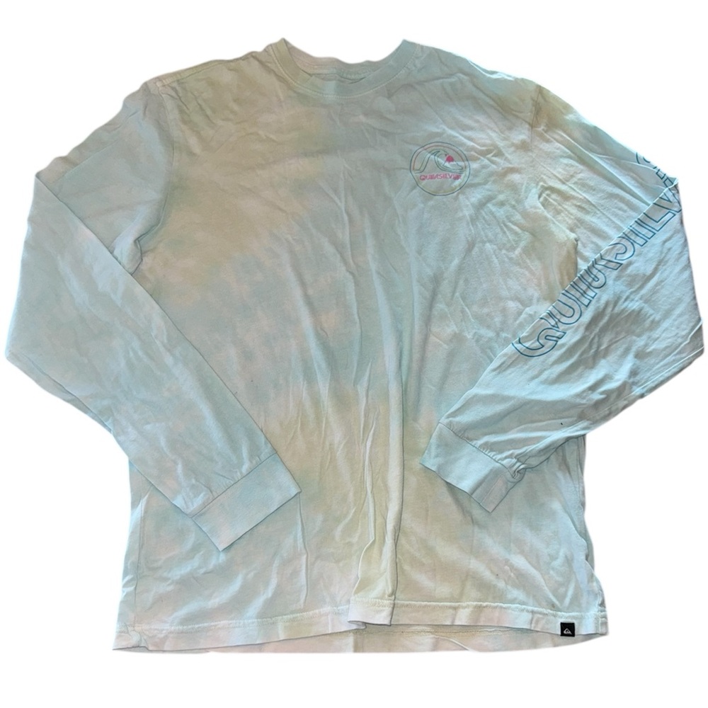 Quiksilver Light Blue Tie Dye Long Sleeve T-Shirt M